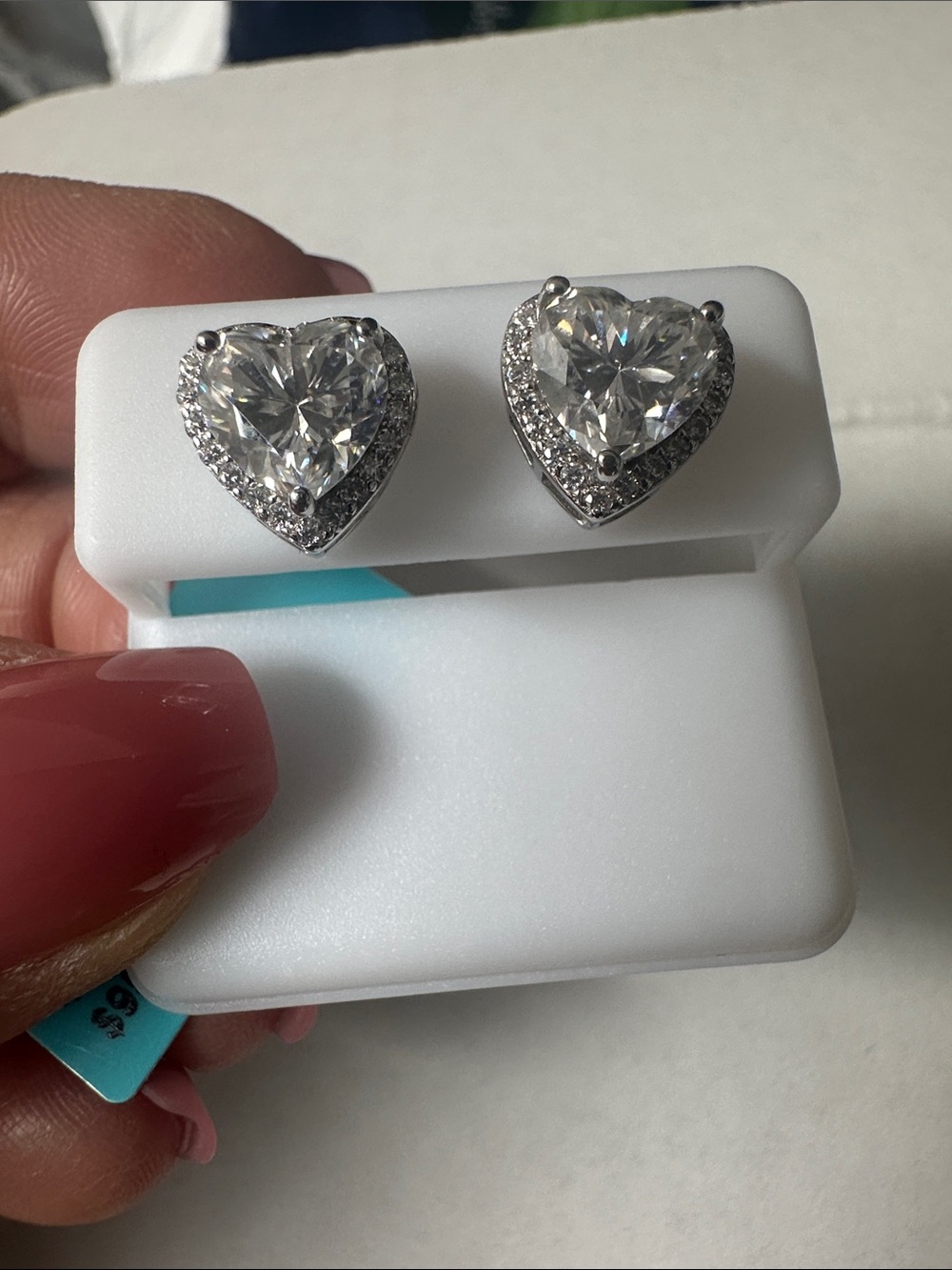 Sterling Silver 4 CTW Moissanite heart diamond studs. - Picture 3 of 3